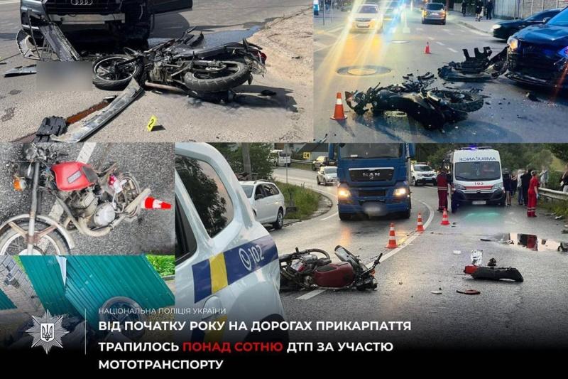 Впродовж півроку в Прикарпатті зафіксовано 104 аварії за участю мотоциклів.