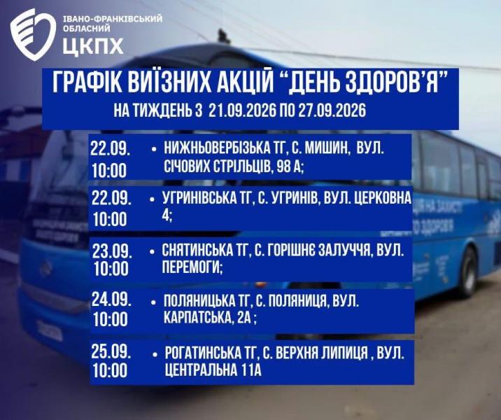 У Прикарпатті з 22 по 25 вересня відбудуться виїзні 